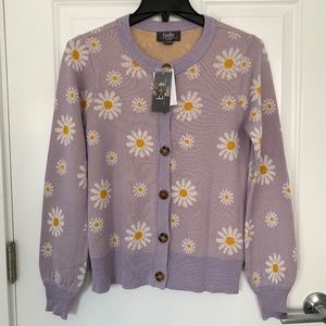 Belle by Belldini Lilac/Purple Floral Cardigan Vintage inspired